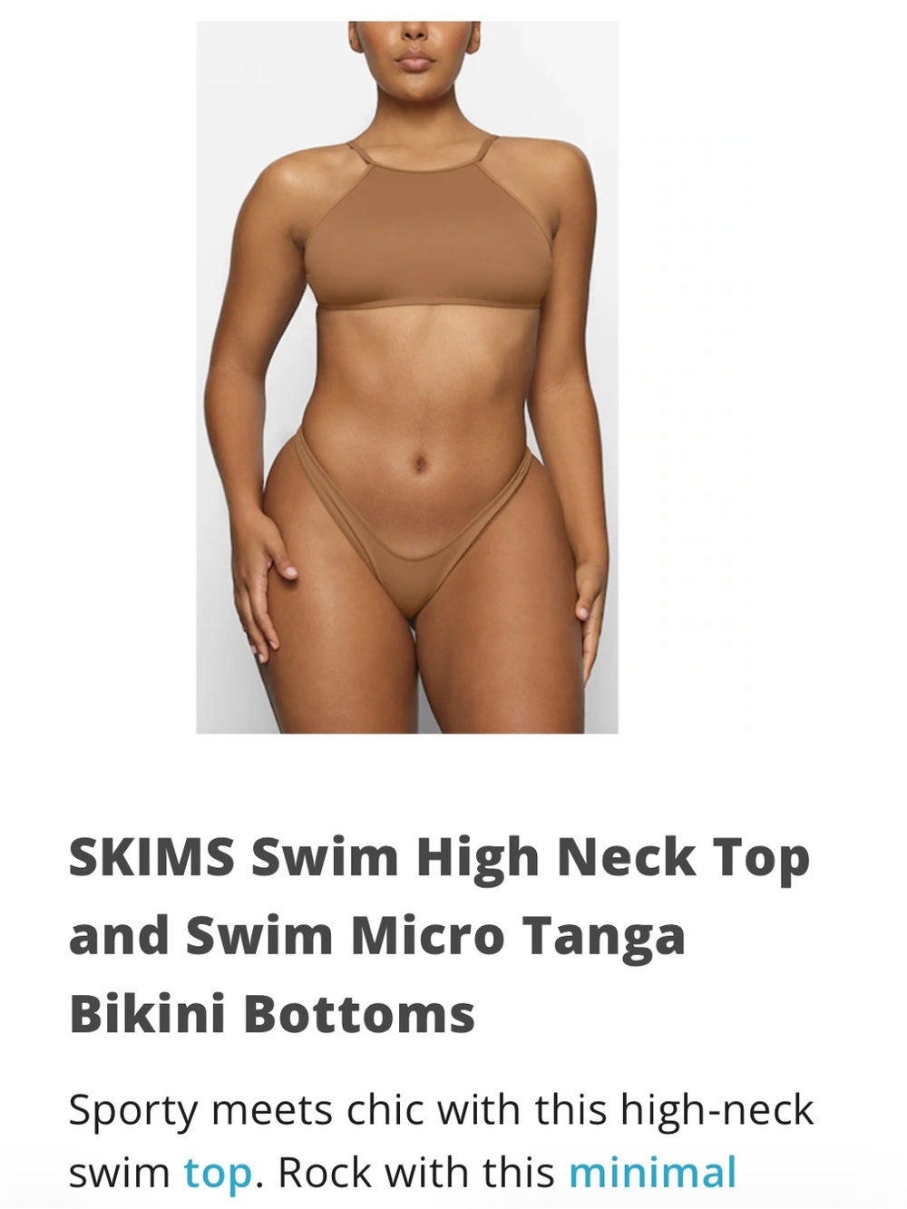SKIMS Brown High-Neck Bandeau Top color Almond